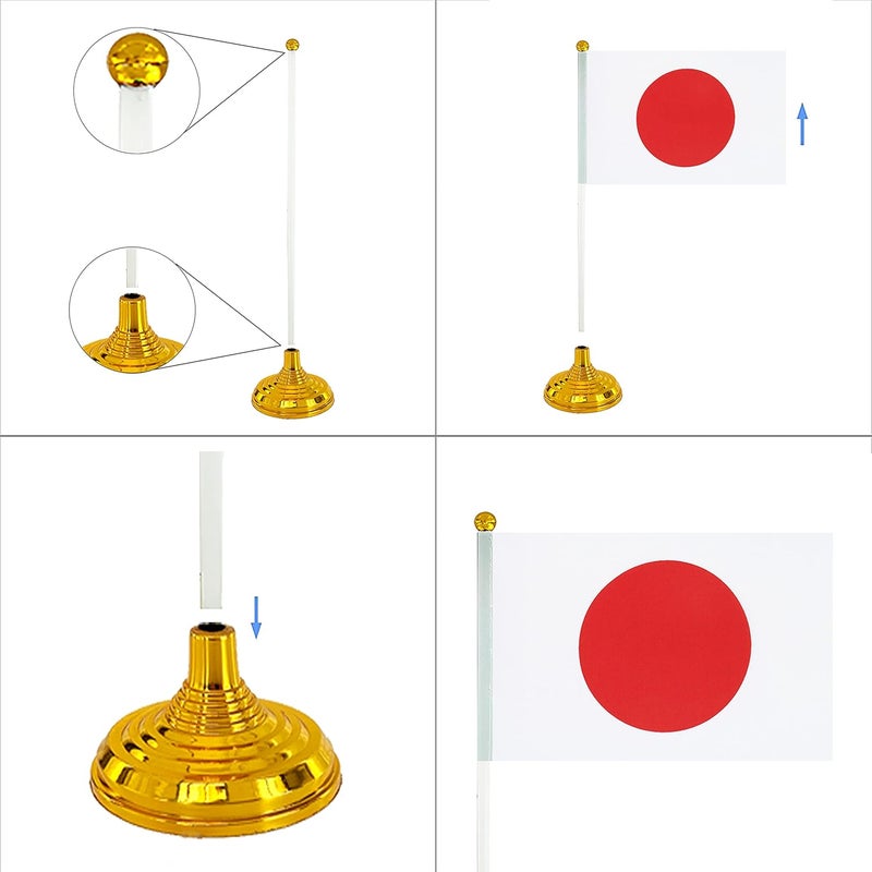 WXTWK 12 Pack Japan Flag Japanese Desk Flag Small Mini Japanese Table Flags With Stand Base,Home Office Festival Events Celebration Decorations - Image 4